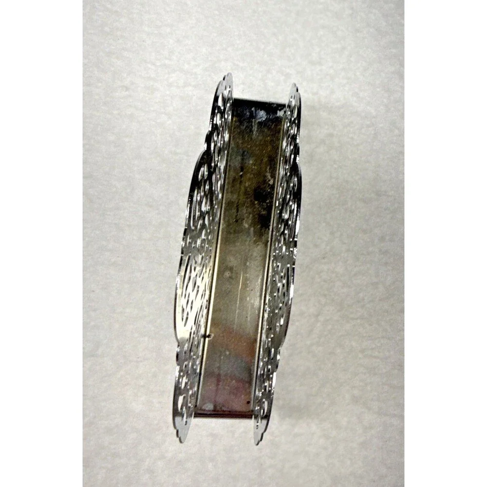 Irvin Ware USA Silverplate Filigree Napkin Holder Letter Mail Organizer Vintage